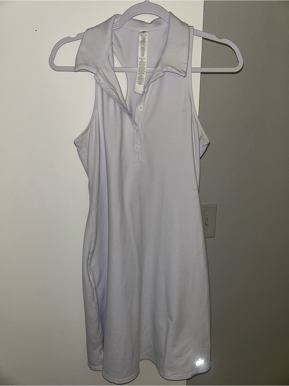 ALO Yoga White Sleeveless Polo Mini Dress